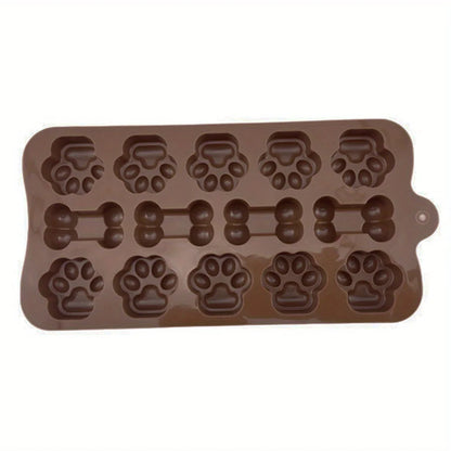 1pc Dog Food Silicone Mold 14 -grid Dog Bone Cat Paw Chocolate Mold Cake Baking Tool Ice Tray Pudding Jelly Mold