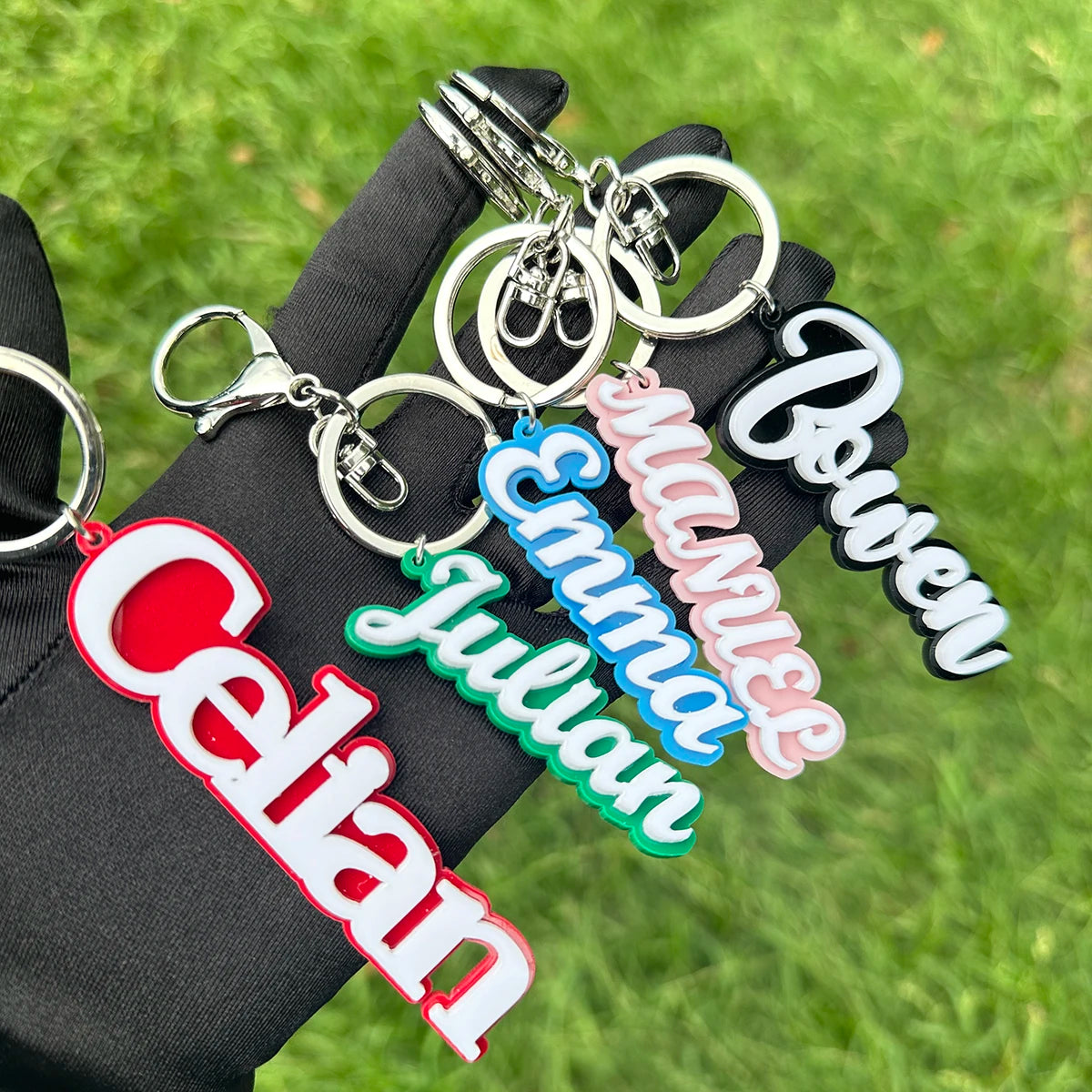 Wholesale Custom Backpack 3D Name Tag Keychain Acrylic Initial Key Chain Vertical Pendant Wedding Party Gift Favor Name Tag