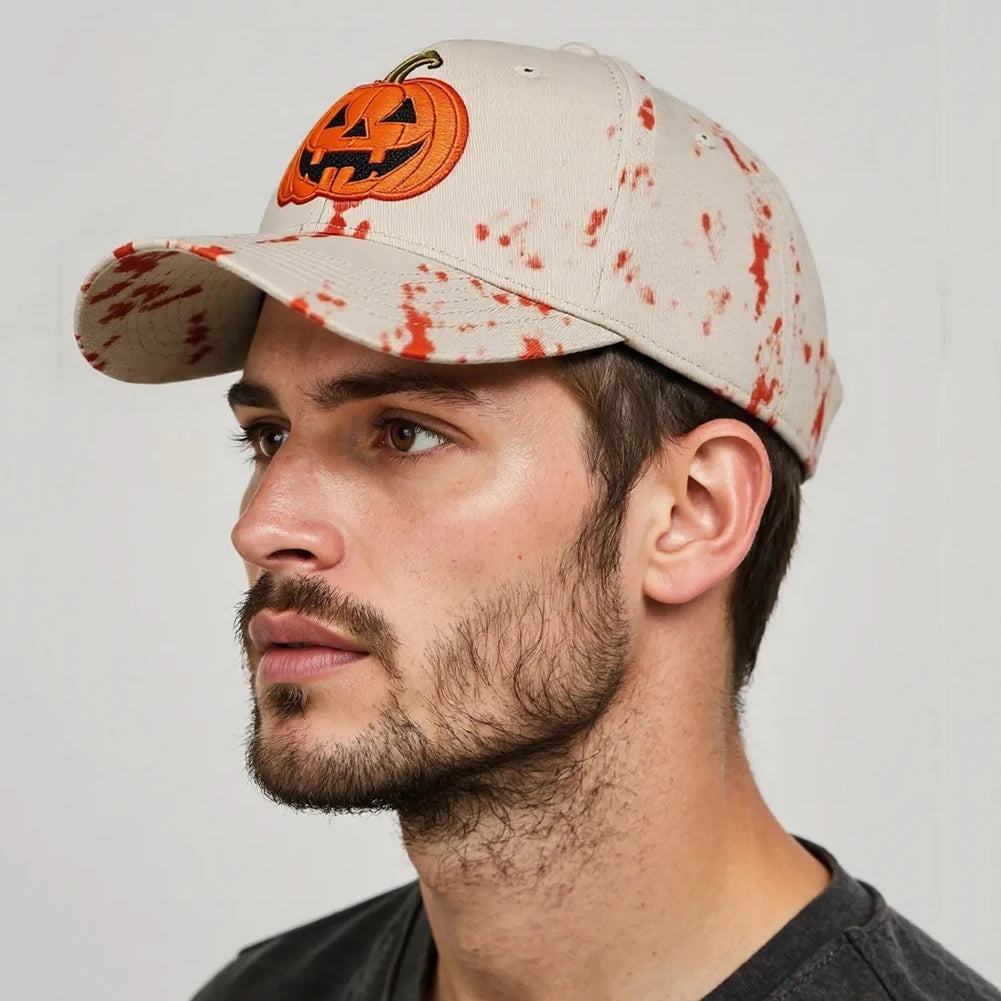 Halloween Pumpkin Face Baseball Hats for Men/Women Pumpkin Embroidery Baseball Caps for Outdoor Activities Like Hiking Fishing