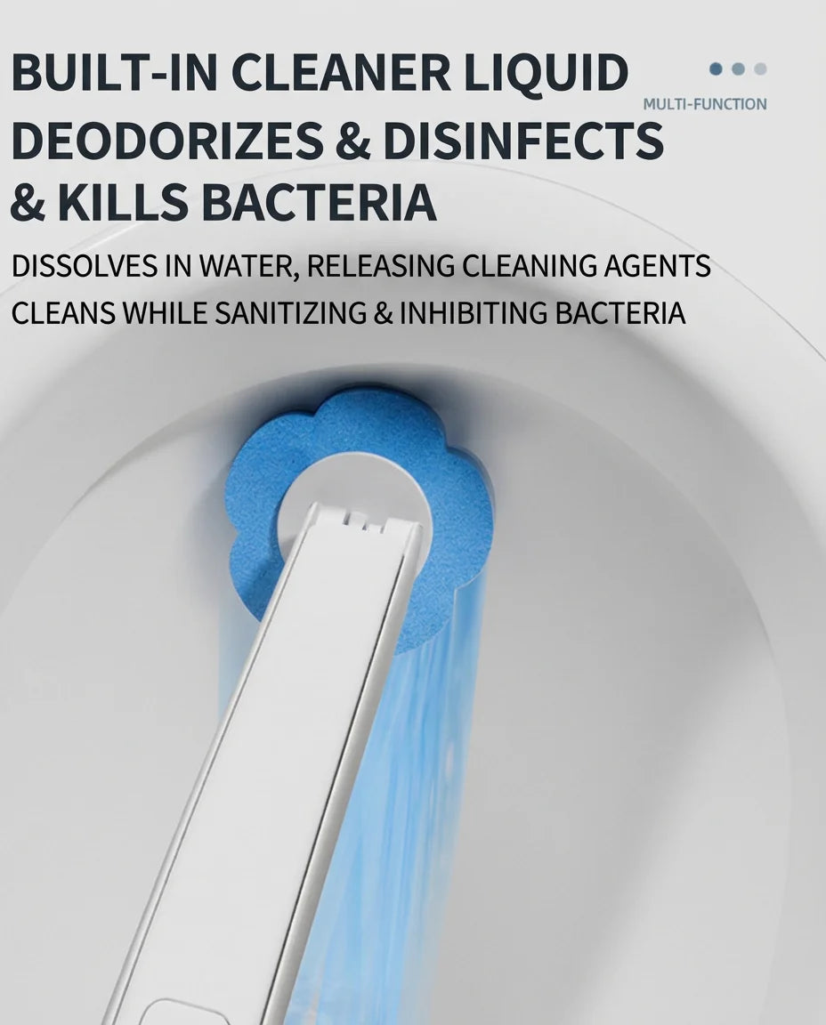 Hygienic Disposable Toilet Brush Set -Toilet Cleaning Kit with Storage Caddy&Replaceable Heads, Deep Cleaning Bathroom Accessory