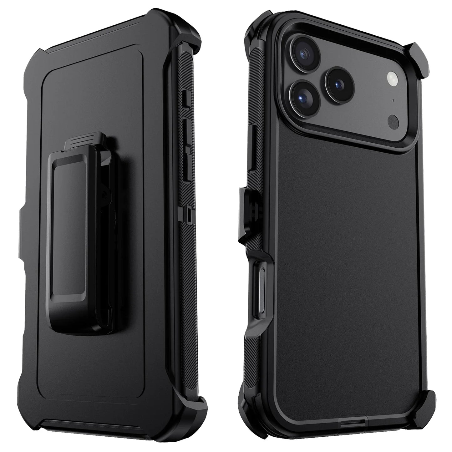 Black For iPhone 17/17 Air/17 Pro/17 Pro Max Case Heavy Duty Shockproof Protective Hard Rugged Hybrid 3-Layers Cover With Clip