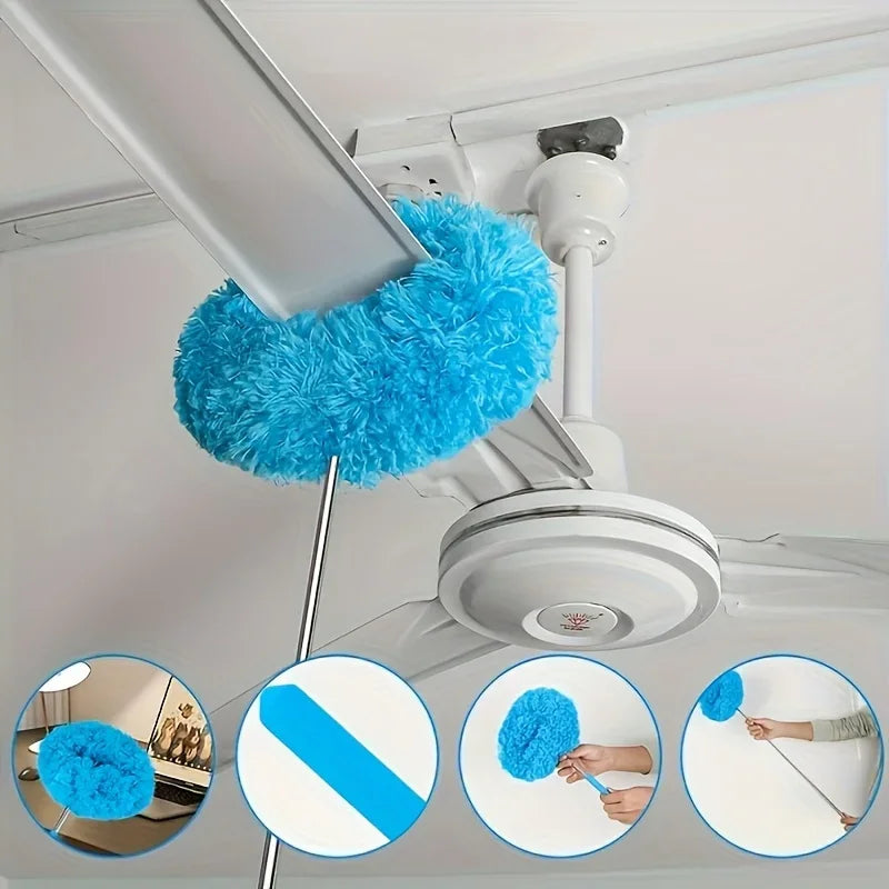Reusable Microfiber Ceiling Fan Duster Set for Home & RVs - Effortless Cleaning Brush with Dust-Locking Technology
