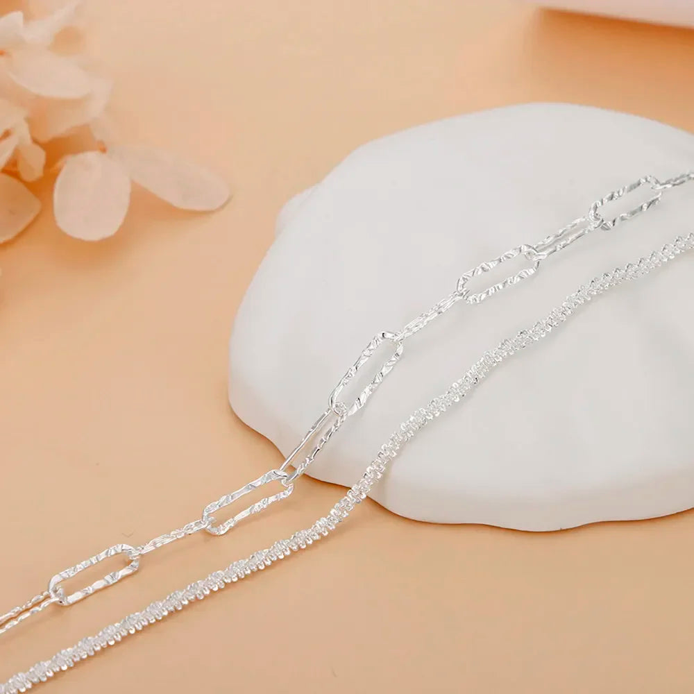 Charm 925 Sterling silver classic double chain bracelets for women fashion original party wedding Accessories Jewelry gifts