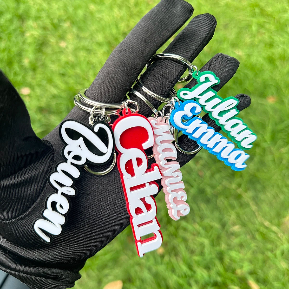 Wholesale Custom Backpack 3D Name Tag Keychain Acrylic Initial Key Chain Vertical Pendant Wedding Party Gift Favor Name Tag