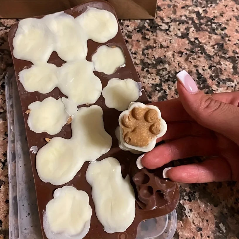 1pc Dog Food Silicone Mold 14 -grid Dog Bone Cat Paw Chocolate Mold Cake Baking Tool Ice Tray Pudding Jelly Mold