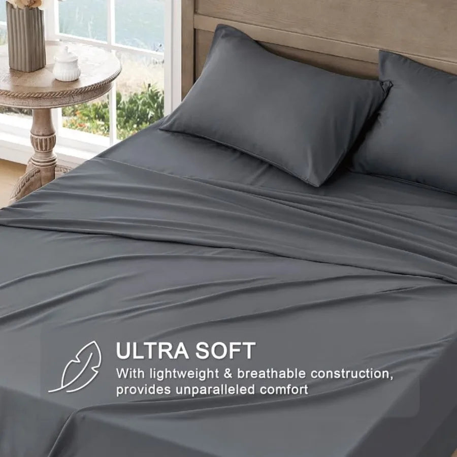 Queen Sheet Set Ultra Soft Sheets with Deep Pockets for Cooling and Breathable Comfort in Bedroom or Guest Room Applications Id