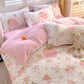 For White Pink Duvet Cover Set Full Size - Pink Strawberry Bedding Full Comforter Sets 3 PCS with Zipper Closure Duvet Cover & 2