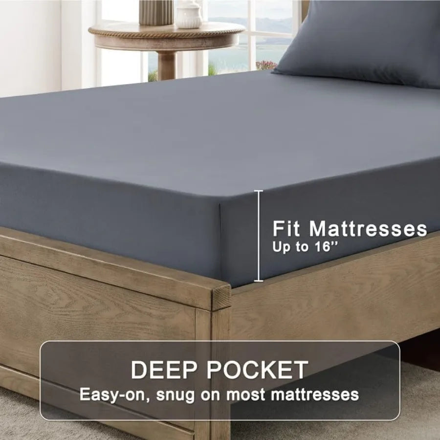 Queen Sheet Set Ultra Soft Sheets with Deep Pockets for Cooling and Breathable Comfort in Bedroom or Guest Room Applications Id