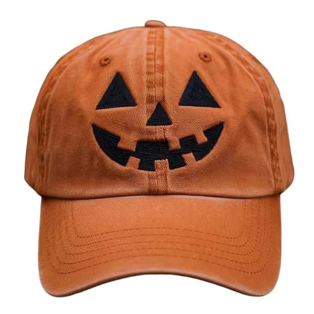 Halloween Pumpkin Face Baseball Hats for Men/Women Pumpkin Embroidery Baseball Caps for Outdoor Activities Like Hiking Fishing