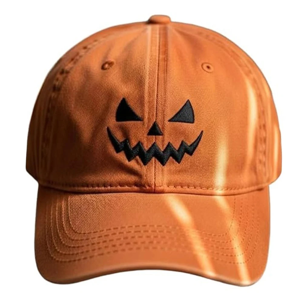 Halloween Pumpkin Face Baseball Hats for Men/Women Pumpkin Embroidery Baseball Caps for Outdoor Activities Like Hiking Fishing