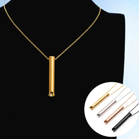 Stainless Steel Anxiety Breathing Necklace Stress Relief Meditation Necklaces Yoga Ritual Quit Smoking Anxiety Relief Jewelry