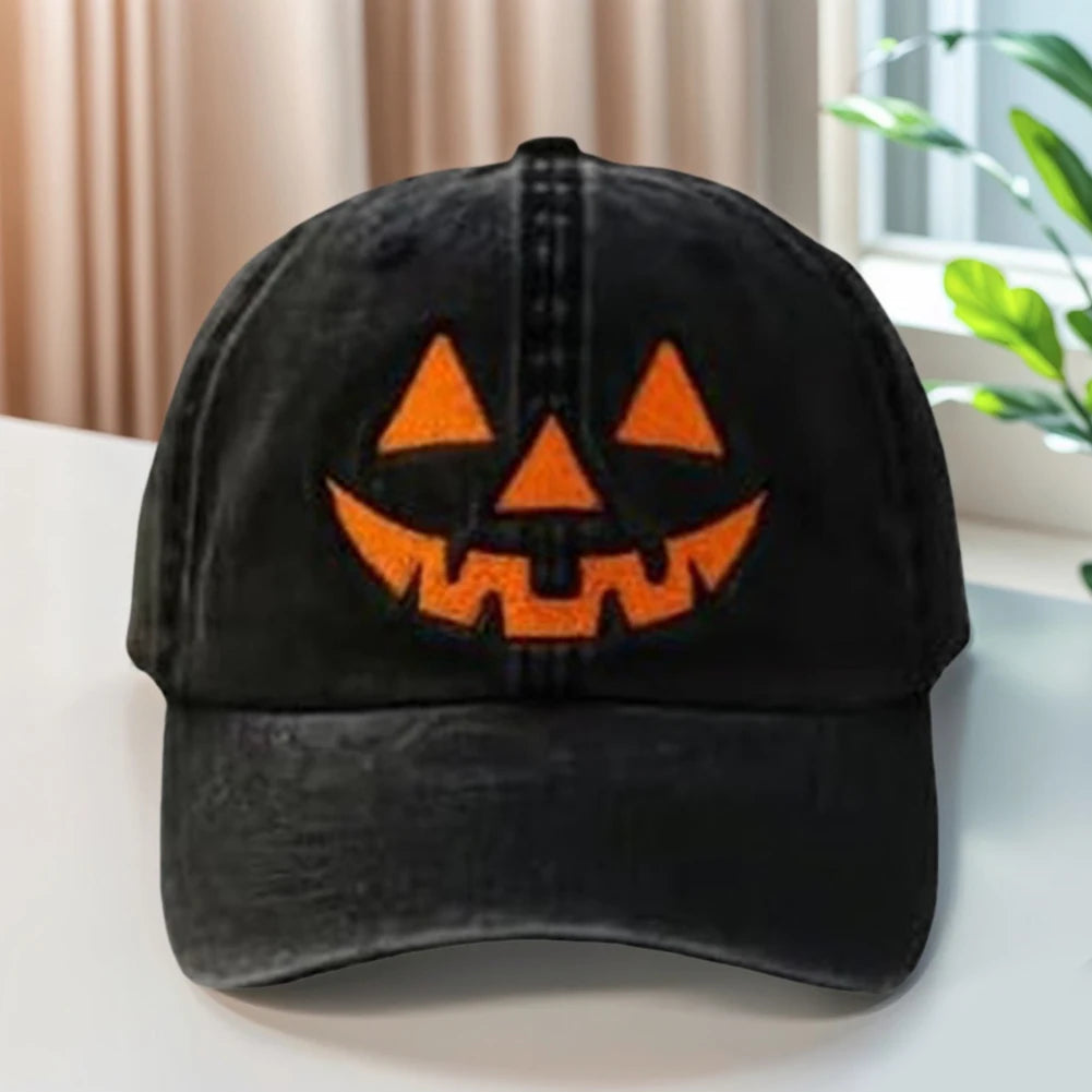 Halloween Pumpkin Face Baseball Hats for Men/Women Pumpkin Embroidery Baseball Caps for Outdoor Activities Like Hiking Fishing