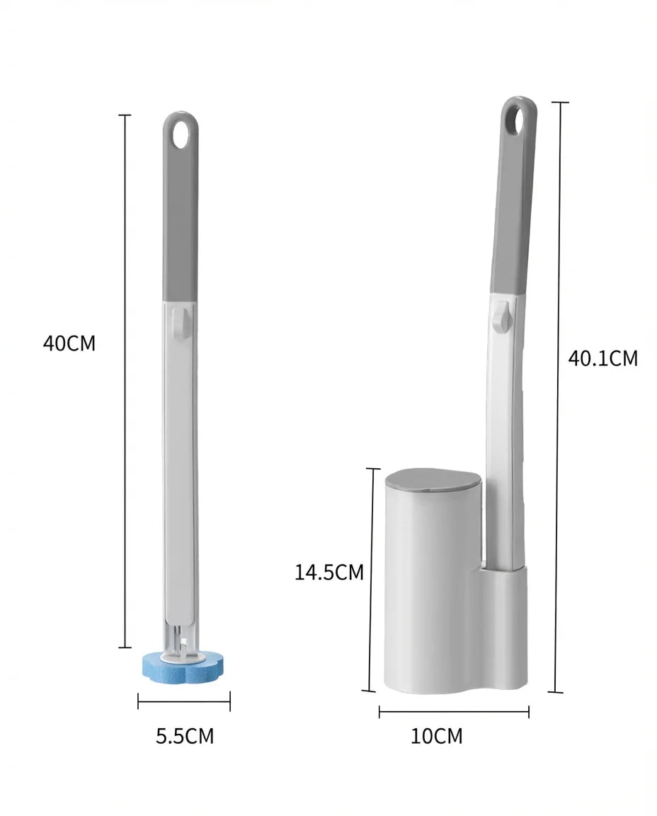 Hygienic Disposable Toilet Brush Set -Toilet Cleaning Kit with Storage Caddy&Replaceable Heads, Deep Cleaning Bathroom Accessory