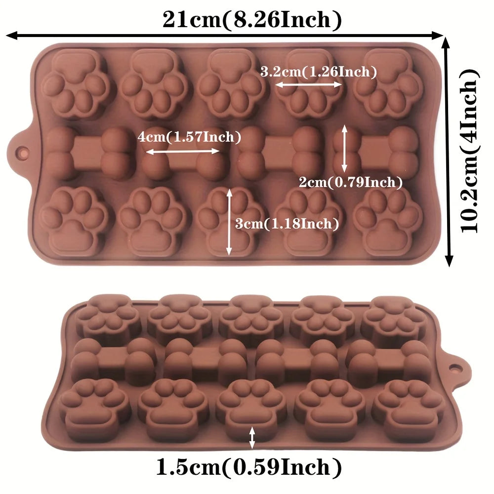 1pc Dog Food Silicone Mold 14 -grid Dog Bone Cat Paw Chocolate Mold Cake Baking Tool Ice Tray Pudding Jelly Mold