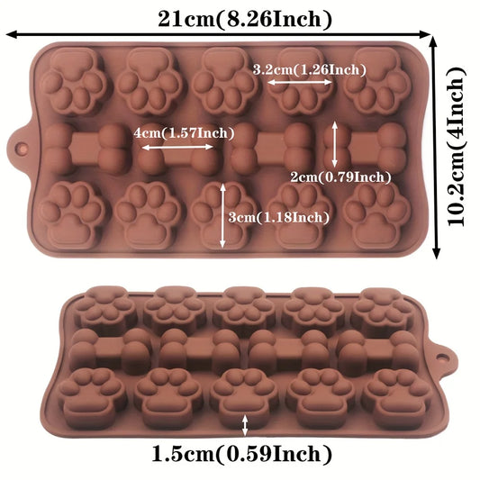 1pc Dog Food Silicone Mold 14 -grid Dog Bone Cat Paw Chocolate Mold Cake Baking Tool Ice Tray Pudding Jelly Mold