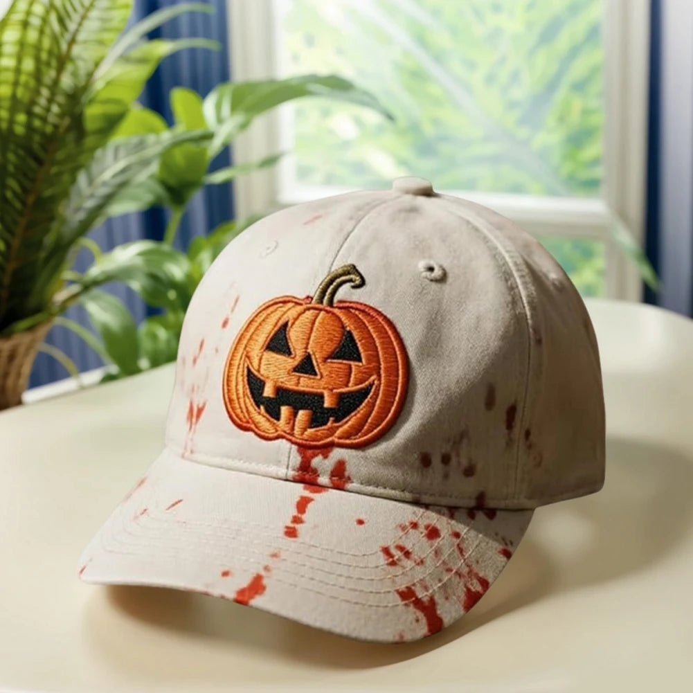 Halloween Pumpkin Face Baseball Hats for Men/Women Pumpkin Embroidery Baseball Caps for Outdoor Activities Like Hiking Fishing
