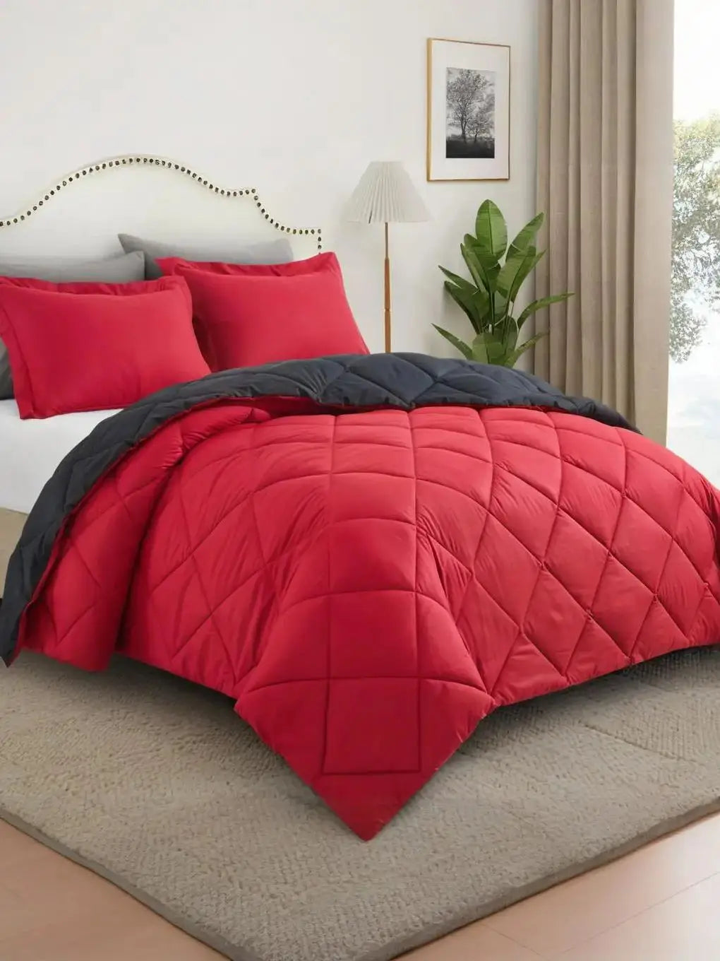 2/3pcs Reversible Comforter Bedding Set, Comforter Set Queen/King Size,For All Seasons, 1 Comforter And 1/2 Pillow Shams