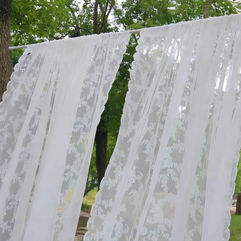 2 Panel White Lace Curtain Translucent Curtains Window Mosquito Net Fly Screen Curtain For Room Door Privacy Curtain 150x200cm
