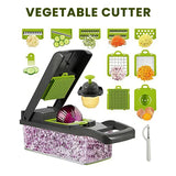 16-in-1 Vegetable Chopper with 8 Blades, Container, Shredder and Strainer, Vegetable Slicing, Dicing, Shredding, Cubing, Multi-