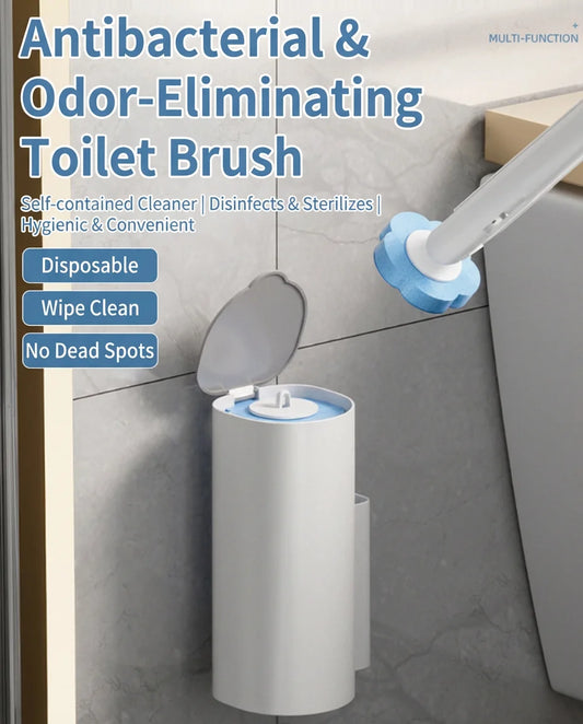 Hygienic Disposable Toilet Brush Set -Toilet Cleaning Kit with Storage Caddy&Replaceable Heads, Deep Cleaning Bathroom Accessory