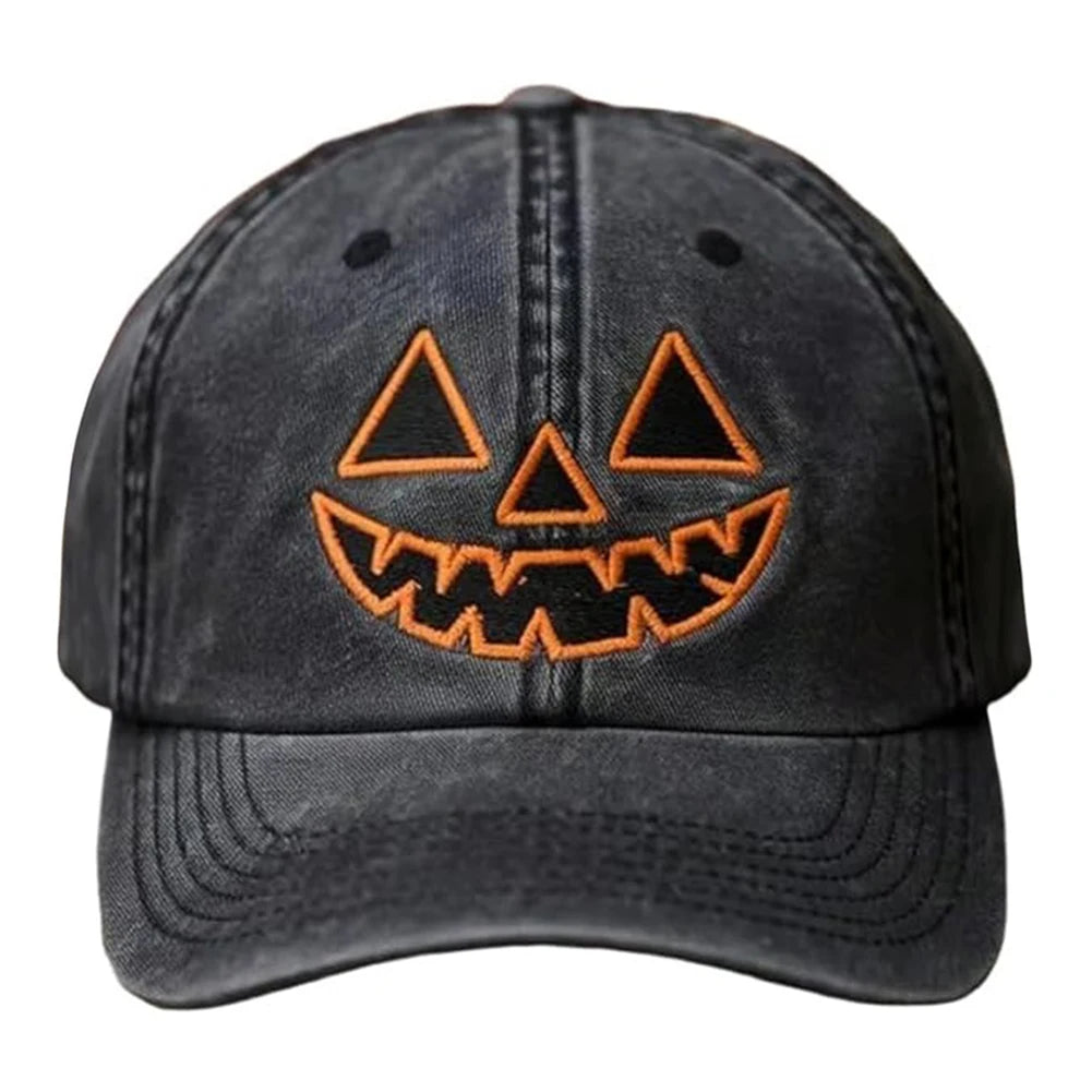 Halloween Pumpkin Face Baseball Hats for Men/Women Pumpkin Embroidery Baseball Caps for Outdoor Activities Like Hiking Fishing
