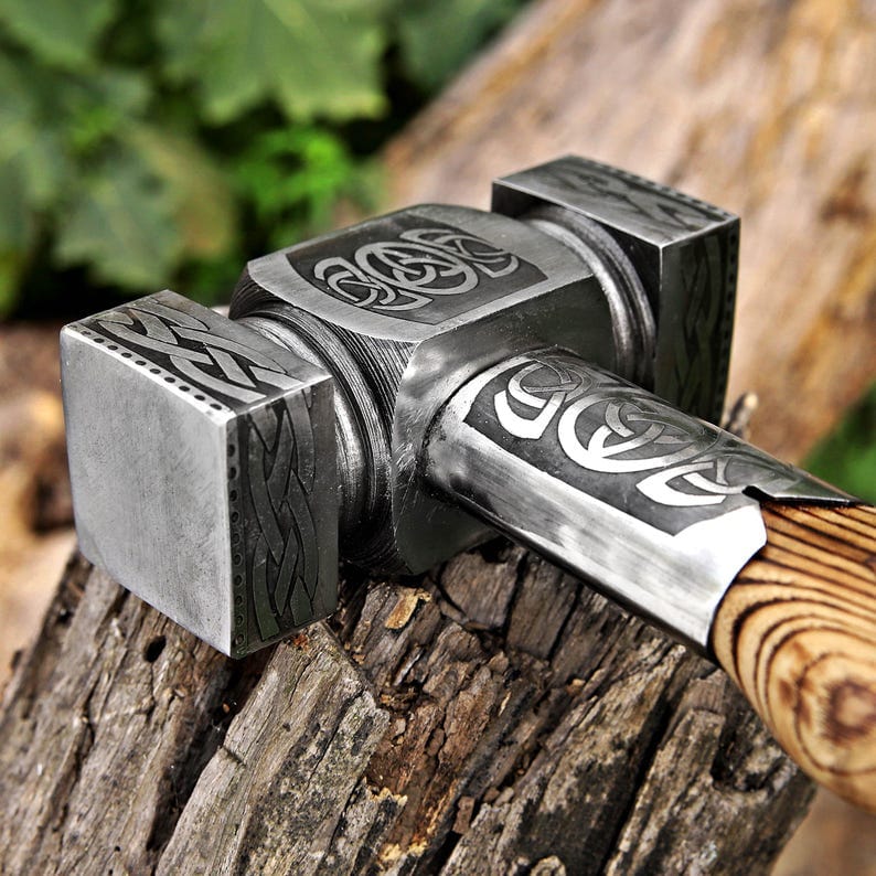 Hammer - viking hammer - blacksmith hammer - engraved hammer - viking gift for him Birthday Anniversary gift - Viking costume hammer