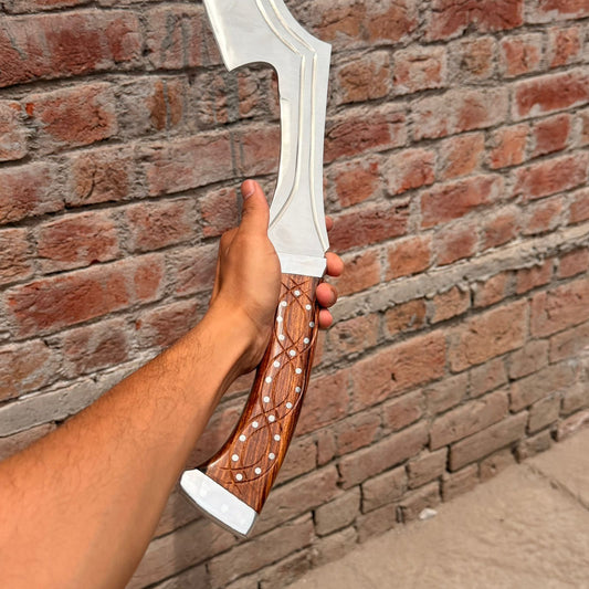 Handmade Viking Sword 32” Full Length Norse Style Decorative Blade Engraved Wooden Handle Unique Gift for Him Collectible Display Piece