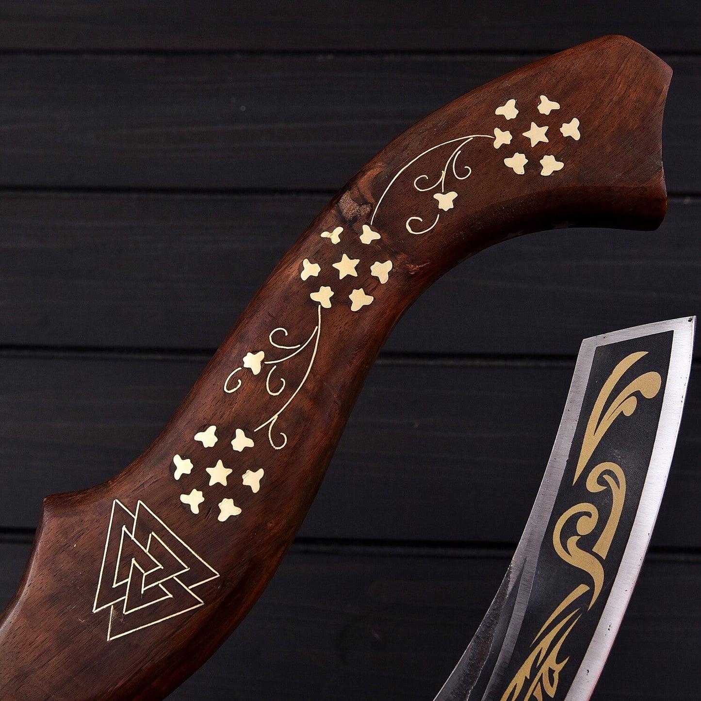 12.5" Viking Pizza Cutter Axe with 1095 High Carbon Steel Blade & Rosewood Handle  Leather Sheath Included