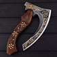 12.5" Viking Pizza Cutter Axe with 1095 High Carbon Steel Blade & Rosewood Handle  Leather Sheath Included