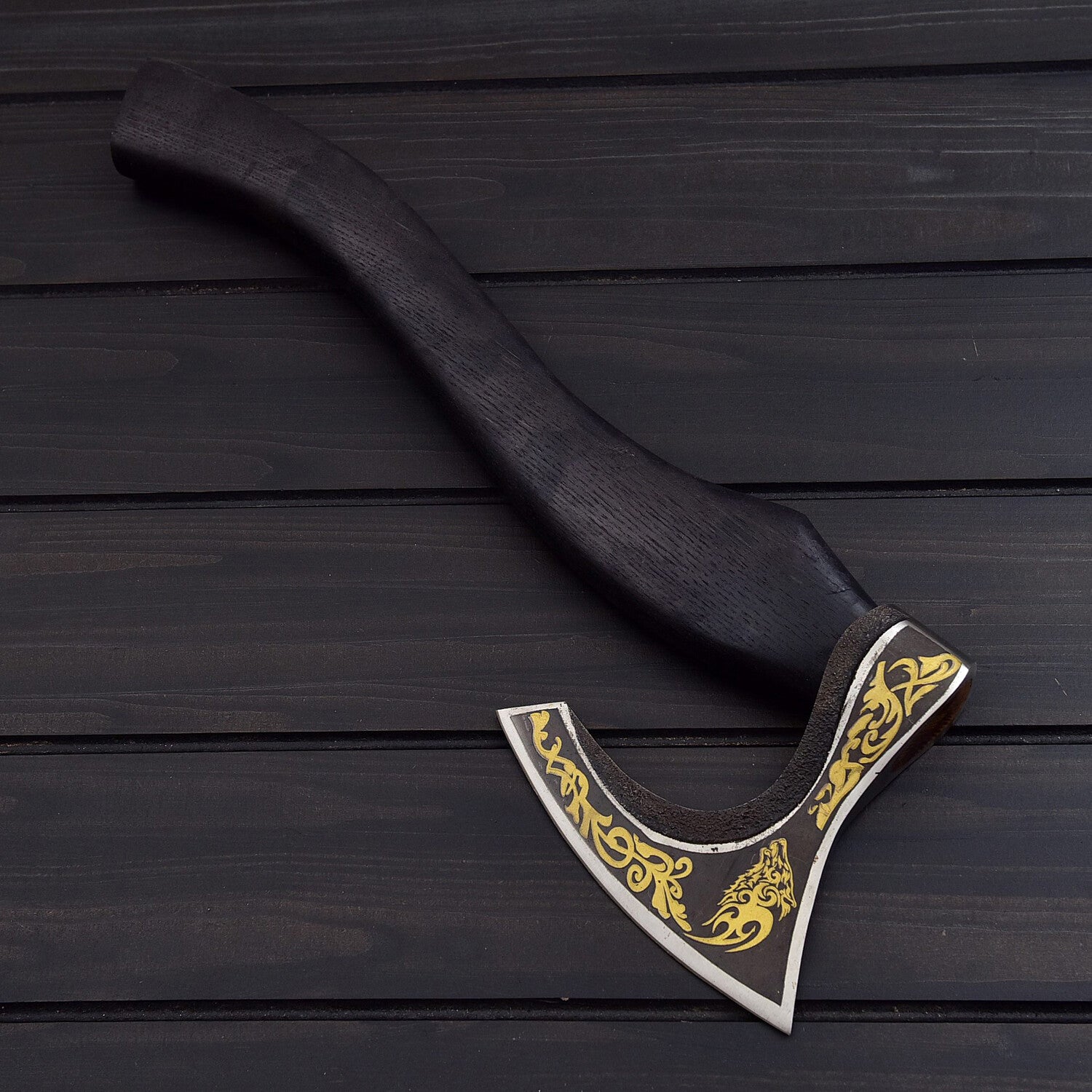 Golden Lion Damascus Tomahawk  Hand Forged Viking Axe  Collectible Battle Axe  Survival Camping & Display Weapon USA
