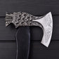 17.5" Wolf Head Viking Axe with 1095 High Carbon Steel Blade & Black Rosewood Handle  Leather Sheath