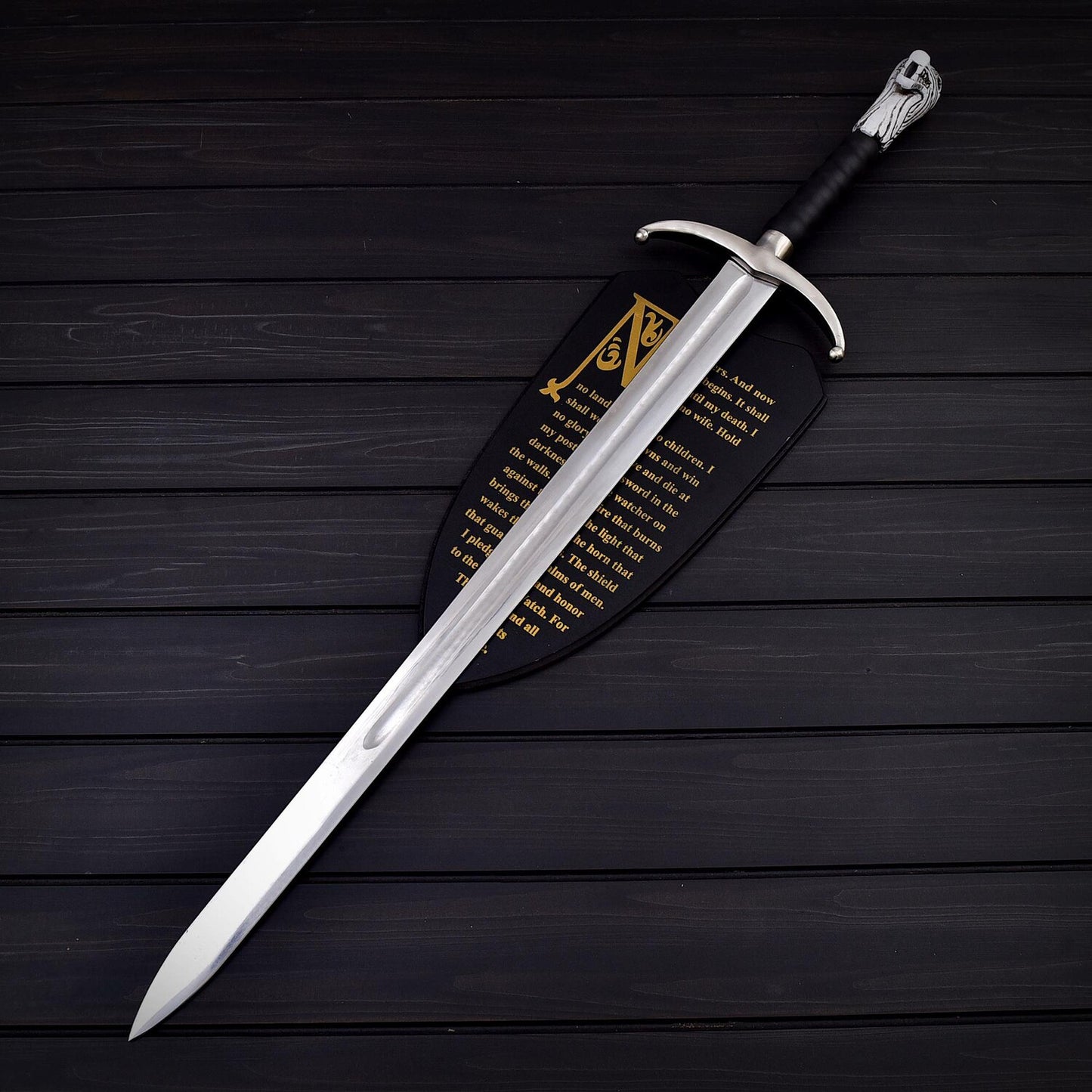 41 Inch Battle Ready Stainless Steel Sword   Double Edged Razor Sharp Leather Handle & Sheath  Collector’s Must Have