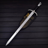 41 Inch Battle Ready Stainless Steel Sword   Double Edged Razor Sharp Leather Handle & Sheath  Collector’s Must Have