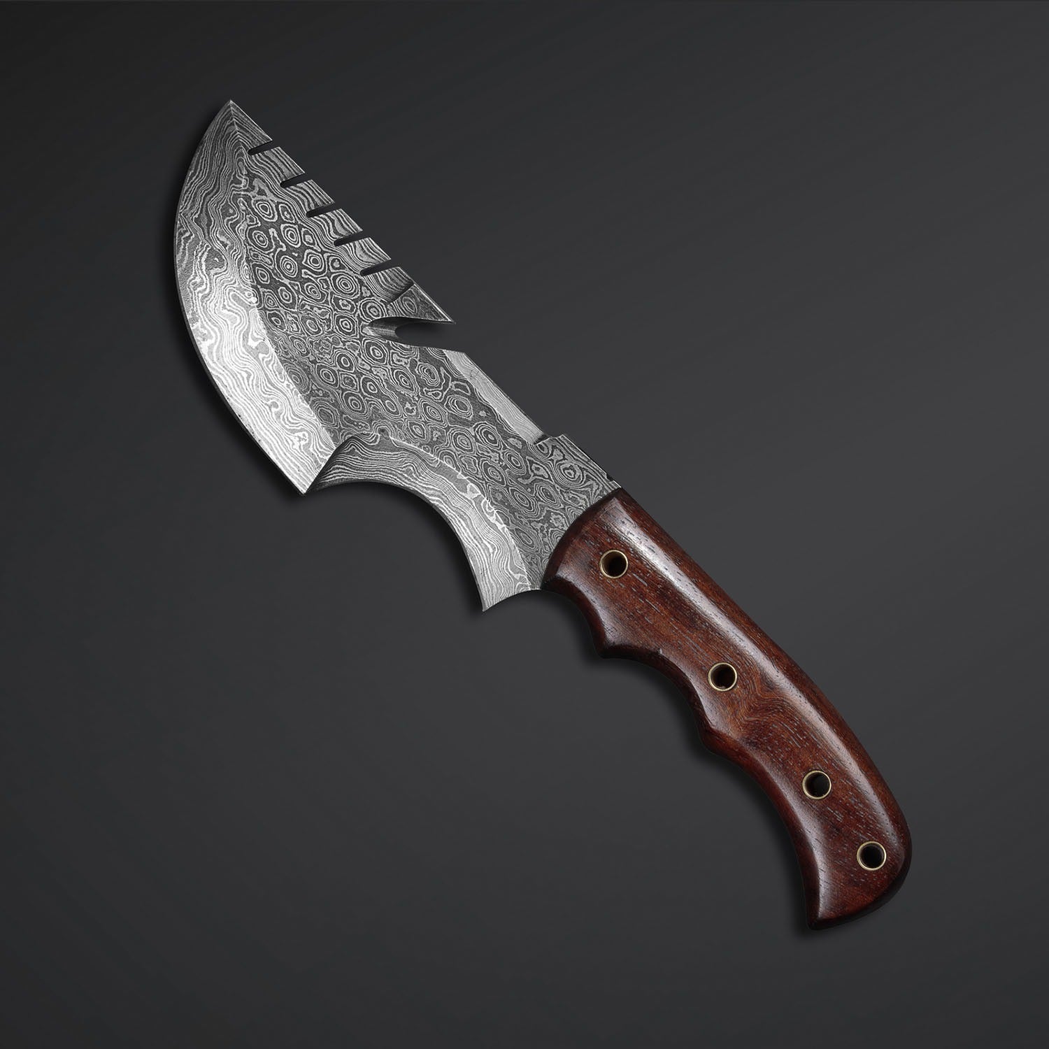 Handmade Damascus Tracker Knife with Rose Wood Handle – Survival Hunting & Camping Gear USA