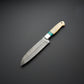 Turquoise Stone Handle Deba Sushi Knife  Handmade Bone Detail Japanese Chef Knife for Perfect Sushi Cuts