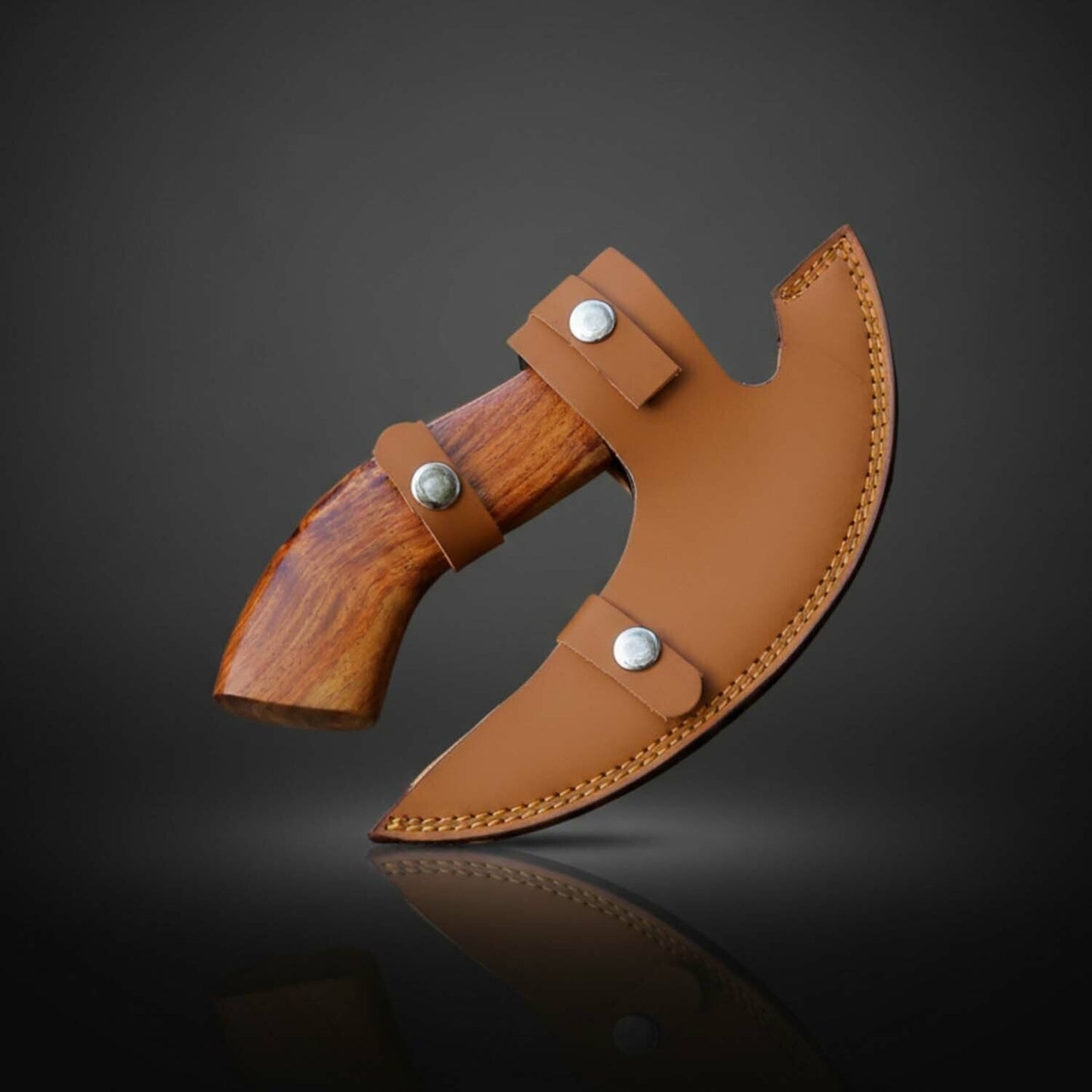 Norse Raven Engraved Fixed Blade Axe with Rosewood Handle – Leather Sheath Included