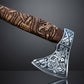 Norse Woodland Engraved Fixed Blade Axe with Ash Wood & Jute Wrap Handle – Leather Sheath Included