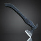 Black Engraved Fixed Blade Axe with Ash Wood Handle – Leather Sheath Included