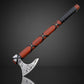 Red Orange Fixed Blade Axe with High Carbon Steel Blade & Colored Ash Wood Handle – Leather Sheath Included
