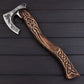 Handmade Carbon Steel Viking Style Axe – 1095 Steel Blade Engraved Ash Wood Handle  Leather Sheath – 20 Decorative & Outdoor Tool