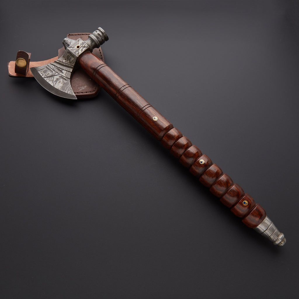 Handmade Damascus Axe – Razor Sharp Viking Battle Hatchet | Survival Camping & Collectors Axe USA