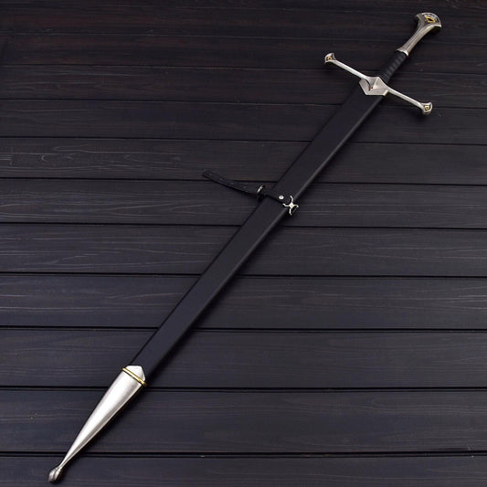 Medieval Decorative Double Edge Sword 41 Stainless Steel with Leather Sheath