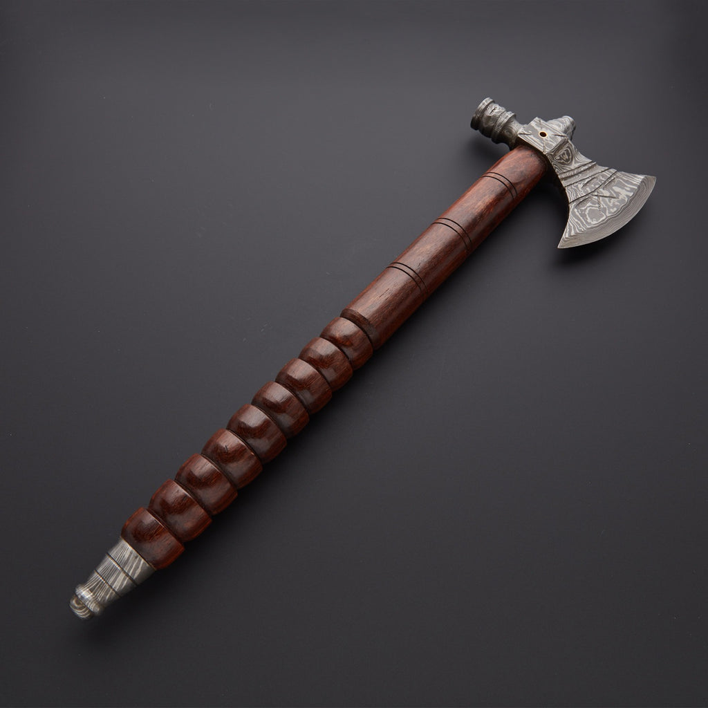 Handmade Damascus Axe – Razor Sharp Viking Battle Hatchet | Survival Camping & Collectors Axe USA