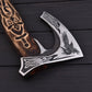 Handmade Carbon Steel Viking Style Axe – 1095 Steel Blade Engraved Ash Wood Handle  Leather Sheath – 20 Decorative & Outdoor Tool