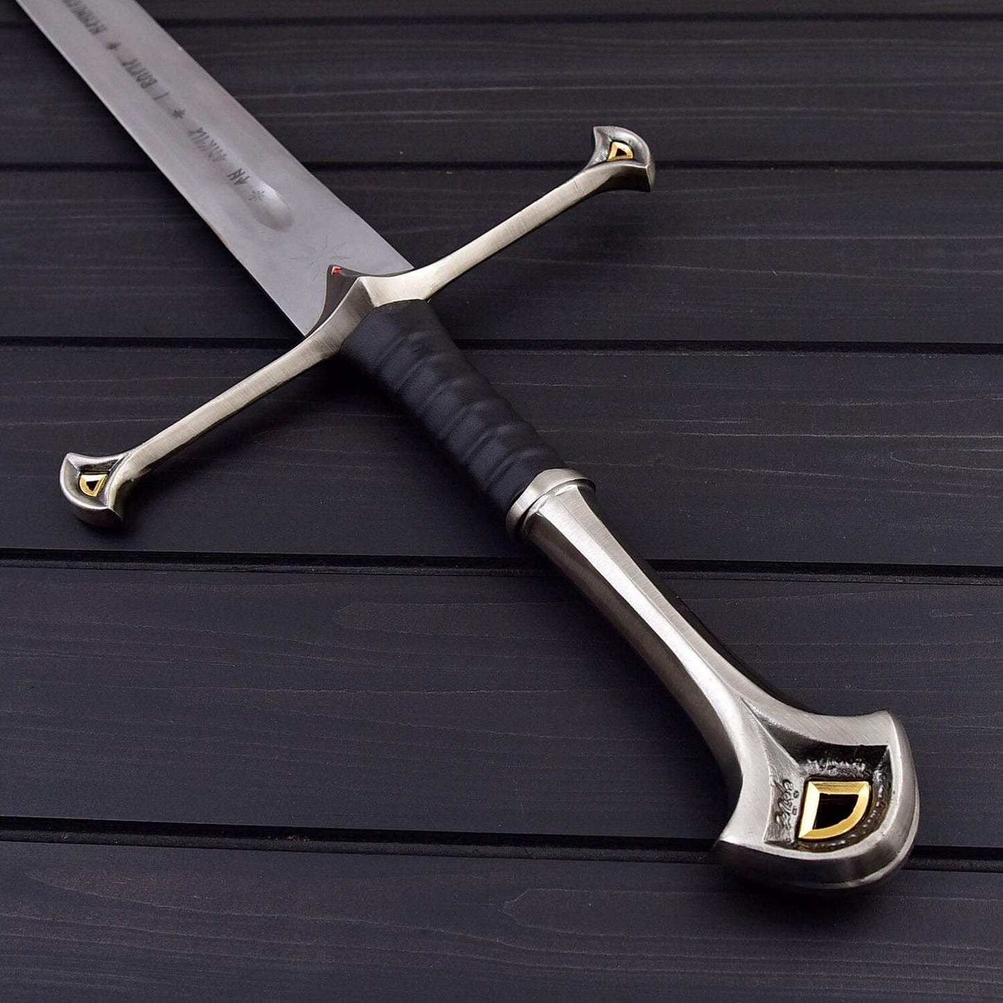 Medieval Decorative Double Edge Sword 41 Stainless Steel with Leather Sheath