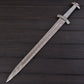 Handmade Damascus Steel Sword | Double Edge Battle Ready Sword with Leather Sheath – Collectible Medieval Viking Replica