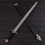 Handmade Damascus Steel Sword – 30 Double Edge Battle-Ready Blade with Leather Sheath | Collectible Warrior Sword USA