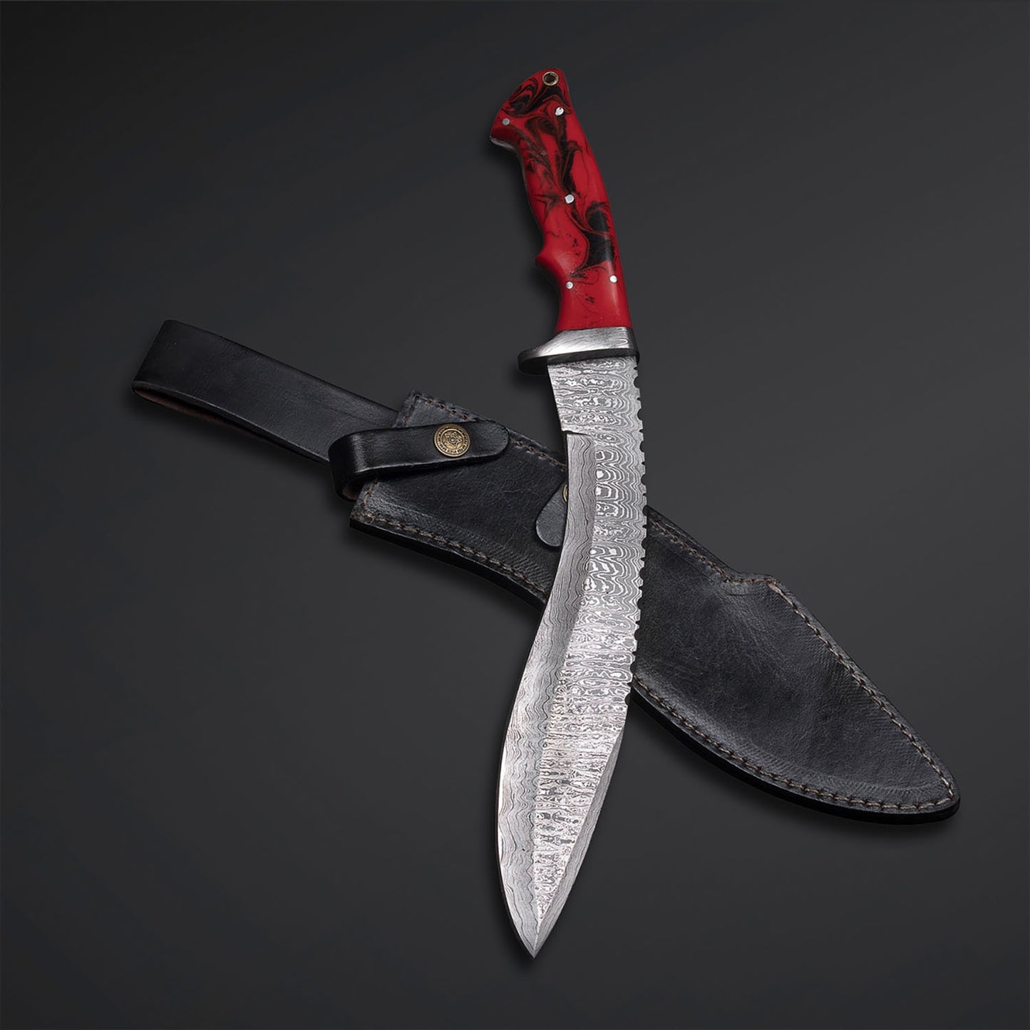 Handmade Damascus Kukri Knife – Razor Sharp Hunting Survival & Collectible Blade for Outdoor Warriors