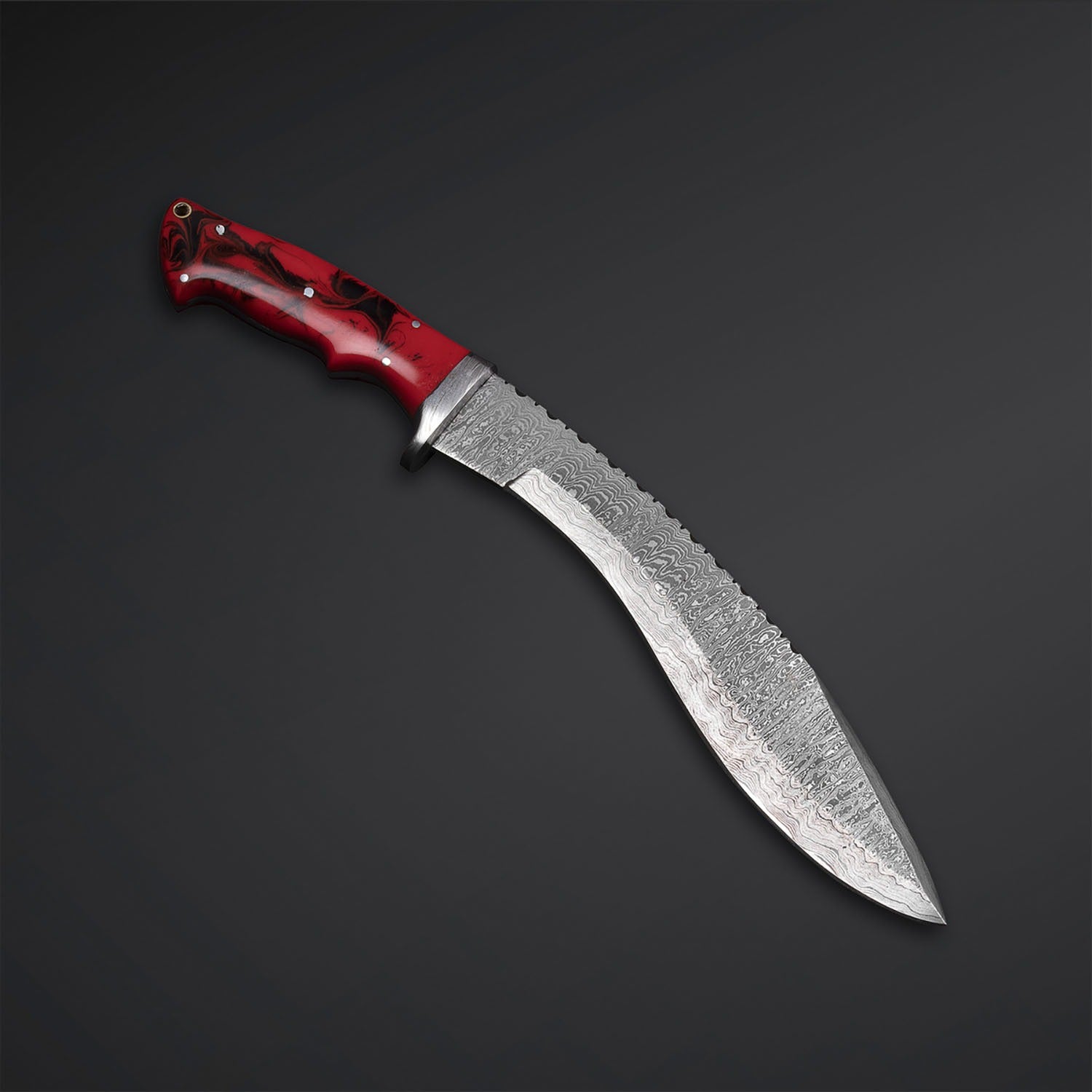 Handmade Damascus Kukri Knife – Razor Sharp Hunting Survival & Collectible Blade for Outdoor Warriors