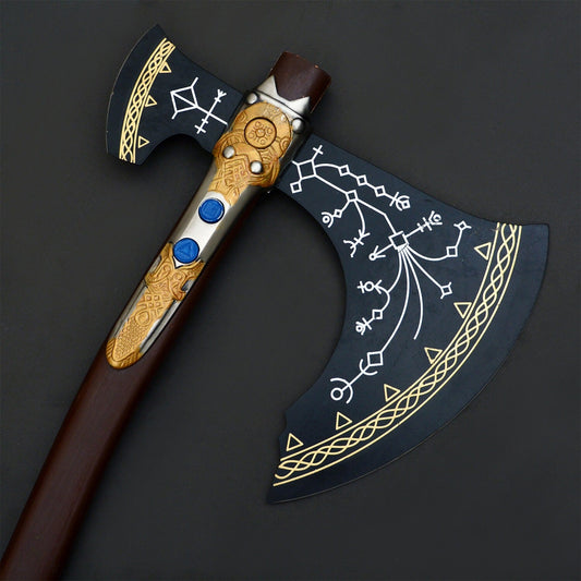 Handcrafted Fantasy Viking Style Axe – Decorative Collectible Gift with Engraved Design